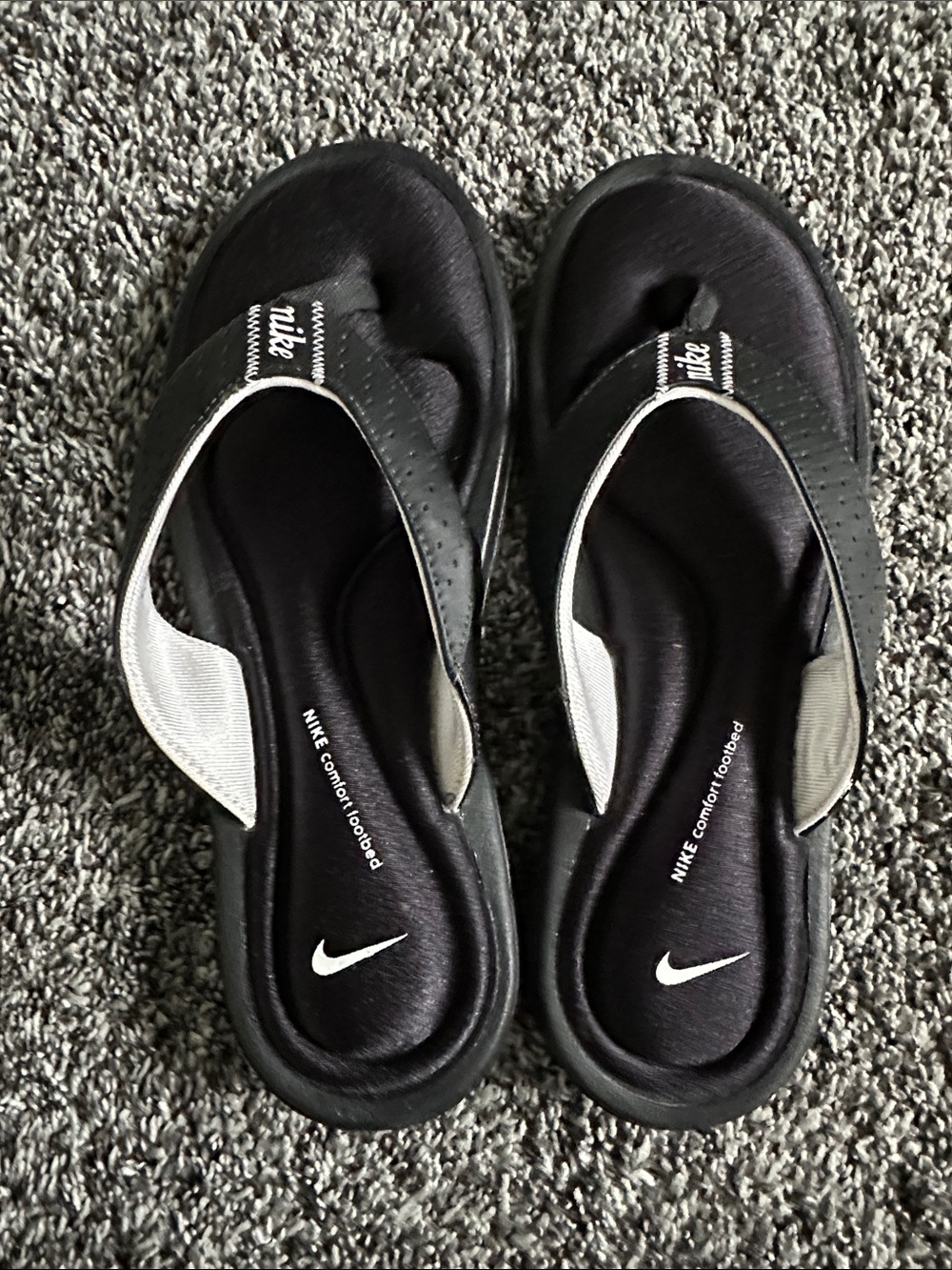 Nike Black and White Cushioned Thong Sandals